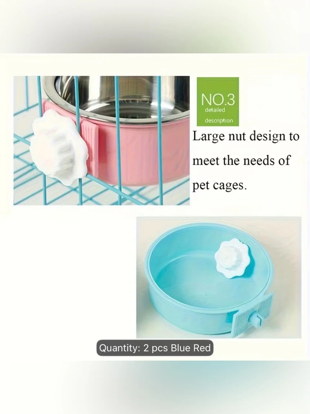 🥳 2 for $15 🥳 2 Small Pet Stainless Steel Clip-On Pink/Blue Food and Water Bowls
